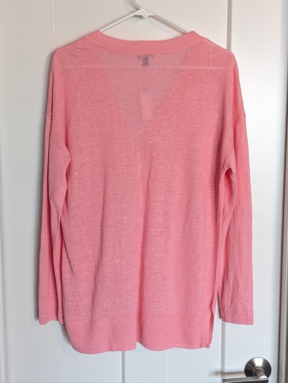 Talbot's Linen V-Neck Girlfriend Cardigan NWT - Pink sz M - Picture 5 of 8